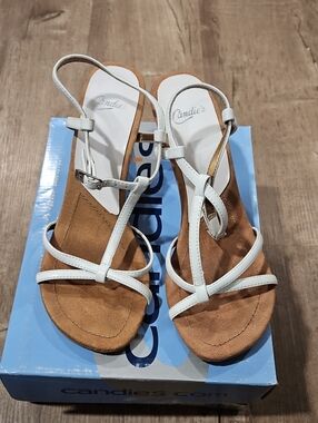 Candie's White Strappy T-Strap Women's Sandals. Only Worn Inside Trying Them On.